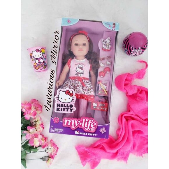 My Life As Hello Kitty Fashion Doll Brown Wavy Hair Pink Outfit Toy New In Box - Picture 3 of 6